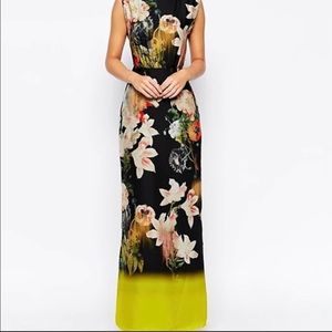 Ted Baker London Opulent Bloom slash neck Maxi